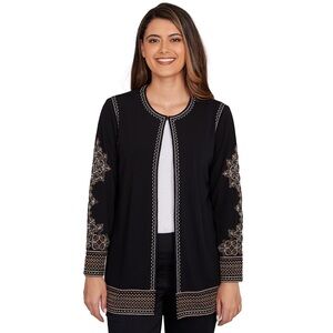 Ruby Rd Embroidered Black Women's slinky Jacket Runs Larger